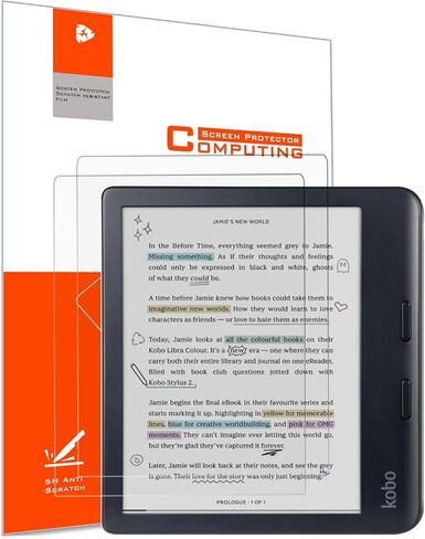 YINOVEEN 2 واقي شاشة مضاد للوهج لـ Kobo Libra Color 7 بوصات 2024/ Kobo Libra 2 E-Reader 7 بوصات 2021، طبقة واقية غير لامعة، مضادة للخدش، تقلل من إجهاد العينين in Kuwait