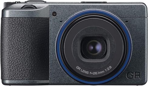 Ricoh GR IIIx Urban Edition, Metallic Gray Body with Navy Blue Ring, Digital Compact Camera with 24MP APS-C Size CMOS Sensor, 40mmF2.8 GR Lens (in The 35mm Format) (Renewed) in Kuwait