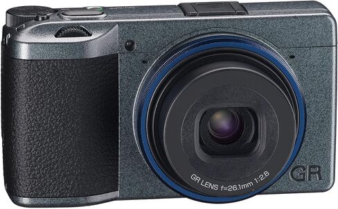 Ricoh GR IIIx Urban Edition, Metallic Gray Body with Navy Blue Ring, Digital Compact Camera with 24MP APS-C Size CMOS Sensor, 40mmF2.8 GR Lens (in The 35mm Format) (Renewed) in Kuwait