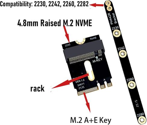 محول تمديد المفتاح FOSA M2 A E، محول PCIe 4.0 NVMe SSD لوحدة الاتصال اللاسلكية، مع دعم فتحة مزدوجة لبطاقات 2230 2242 2260 2280 in Kuwait