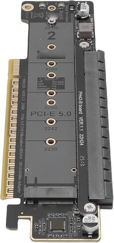 محول بطاقة توسيع مفتاح Fabater PCIe 5.0 X16 إلى Dual M.2 NVMe M لمحول 2230 2242 2260 2280 22110 SSD، متوافق مع الإصدارات السابقة مع 4.0، 3.0، سهل التركيب in Kuwait