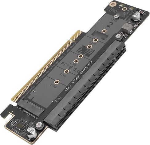 محول بطاقة توسيع مفتاح Fabater PCIe 5.0 X16 إلى Dual M.2 NVMe M لمحول 2230 2242 2260 2280 22110 SSD، متوافق مع الإصدارات السابقة مع 4.0، 3.0، سهل التركيب in Kuwait
