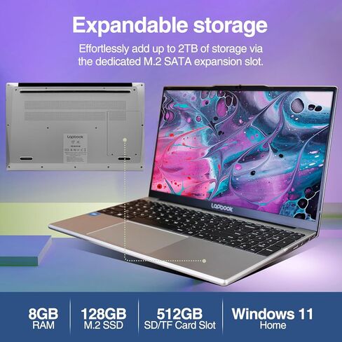 15.6" Full HD Windows 11 Laptop (Apr 2026 Release) - Built in USA - 15th Gen CPU, 8GB RAM, M.2 SATA Slot Expandable Storage up to 2TB, Windows 11 Home, WiFi 5, Webcam - 15 Inch Lightweight Laptop in Kuwait