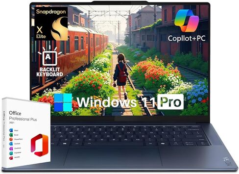 كمبيوتر محمول Lenovo Yoga Slim 7X مقاس 14.5 بوصة 3K OLED Touch 90 هرتز 1000nit، Snapdragon X Elite 12-core 45TOPS، ذاكرة الوصول العشوائي LPDDR5X سعة 16 جيجابايت، 1 تيرابايت SSD، WiFi 7، Win11 Pro، Copilot+ PC، لوحة مفاتيح بإضاءة خلفية in Kuwait