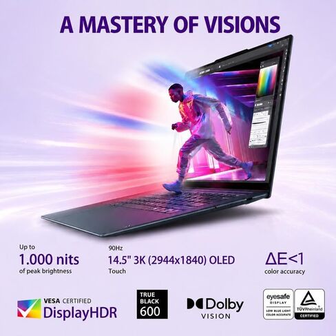 كمبيوتر محمول Lenovo Yoga Slim 7X مقاس 14.5 بوصة 3K OLED Touch 90 هرتز 1000nit، Snapdragon X Elite 12-core 45TOPS، ذاكرة الوصول العشوائي LPDDR5X سعة 16 جيجابايت، 1 تيرابايت SSD، WiFi 7، Win11 Pro، Copilot+ PC، لوحة مفاتيح بإضاءة خلفية in Kuwait