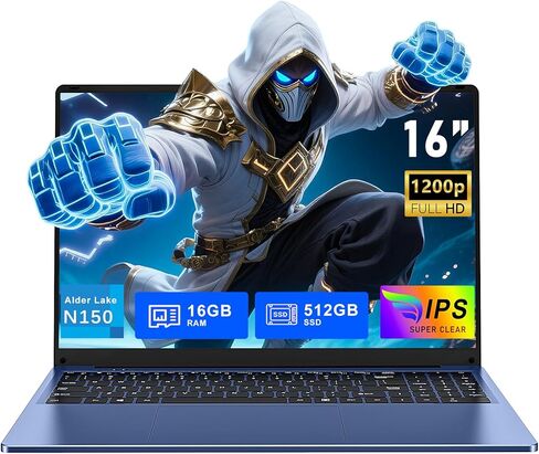 FUNYET Gaming Laptop, 16 inch Laptop Computer 2026 with Window 11 Pro, 16GB RAM 512GB SSD, Int 13th Gen N150 Processor(up to 3.6GHz), Backlit Keyboard, Mini HDMI, FHD 1920 * 1200 in Saudi Arabia