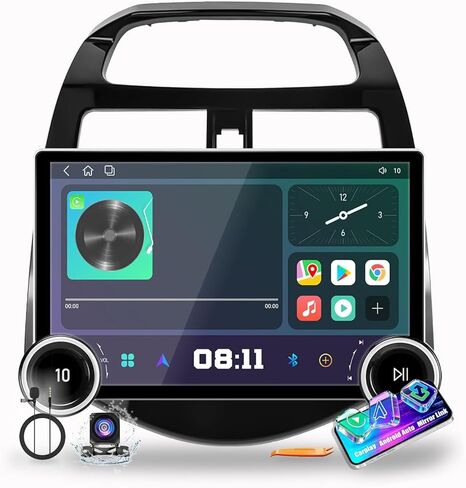 For Chevrolet Spark 2010-2014 Physical Display Knobs CarPlay/Android Auto Autoradio AM/FM Radio Car Navigation Stereo Player GPS 11.8" QLED Touch Screen BT WiFi 2 Din Headunit Tablet Octa Core 6G+128G in Kuwait
