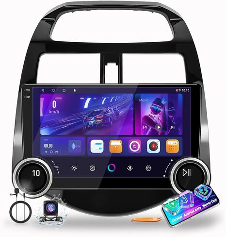 For Chevrolet Spark 2010-2014 Physical Display Knobs CarPlay/Android Auto Autoradio AM/FM Radio Car Navigation Stereo Player GPS 11.8" QLED Touch Screen BT WiFi 2 Din Headunit Tablet Octa Core 6G+128G in Saudi Arabia
