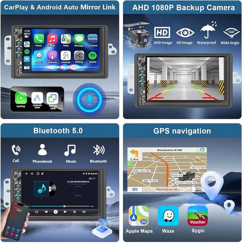 ستيريو راديو السيارة لسيارة Chevy Silverado SSR Tahoe Suburban GMC Sierra Yukon Cadillac Escalade 2003-2006 /Colorado 2004-2012/CarPlay Android Auto GPS Navi WiFi، كاميرا احتياطية، مقبض زر مادي SWC in Kuwait