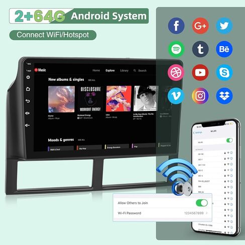 2+64G Radio for Jeep Grand Cherokee Radio 1999-2004, 9 inch Android Touch Screen Grand Cherokee Car Stereo, Carplay/Android Auto/Bluetooth/EQ Audio/SWC in Kuwait