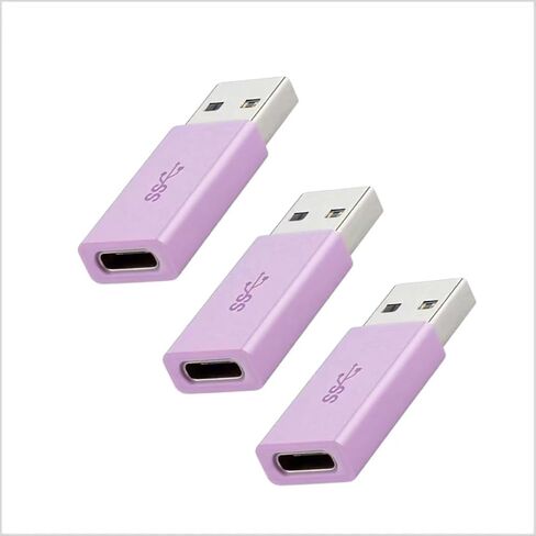 USB to USB C Adapter 3Pack, USB-C Female to USB Male Charger Converter for Phone 16 15 14 13 Plus Pro Max,Galaxy S25 24 23, Purple in Kuwait