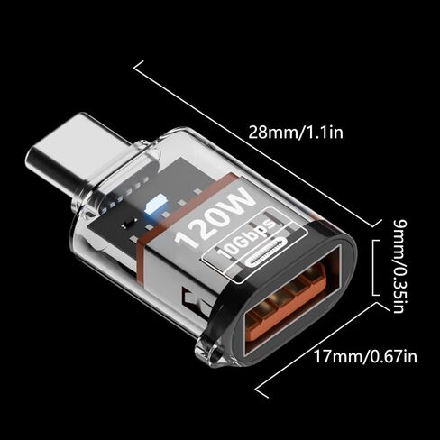 محول Clear Shell من النوع C ذكر إلى USB A أنثى لشحن الكمبيوتر المحمول ونقل البيانات in Kuwait
