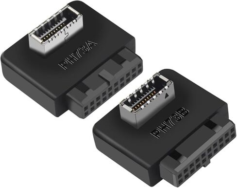 USB3.0 19Pin إلى TYPE-E 20Pin رأس تمديد محول USB3.0 إلى TYPE-E 90 درجة محول نوع C USB3.1 مقبس اللوحة الأمامية للوحة الأم PC موصل الناهض (2 حزمة واحدة إيجابية وواحدة سلبية) in Kuwait