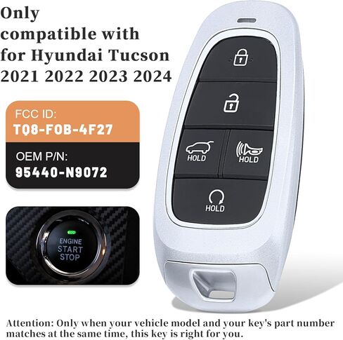 KEYECU Smart Remote Key Fob Replacement for Hyundai Tucson 2021 2022 2023 2024 Keyless Entry Car Key 5 Buttons FCC ID: TQ8-FOB-4F27 P/N: 95440-N9072 in Kuwait