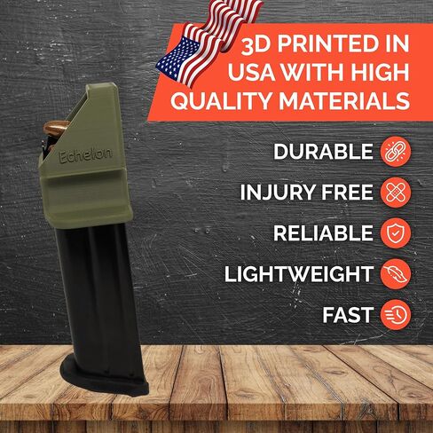 محمل المجلات EZMAGLOADER لـ Springfield Echelon مقاس 9 مم - تحميل سهل بدون ألم - قبضة مريحة - ملحقات محمل السرعة - حواف كبيرة لتخفيف الإبهام in Kuwait