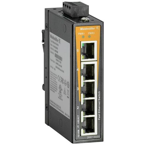 WEIDMULLER، 2682130000، محول الشبكة، غير مُدار، إيثرنت سريع، عدد المنافذ: 5X RJ45، IP30، -40 درجة مئوية...75 درجة مئوية in Kuwait