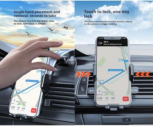Car Phone Holder Mount Phone Mount for Car Windshield Dashboard Air Vent Universal Hands Free Automobile Cell Phone Holder Fit for iPhone 17 Pro Max 16 15 14 13 Android in Kuwait