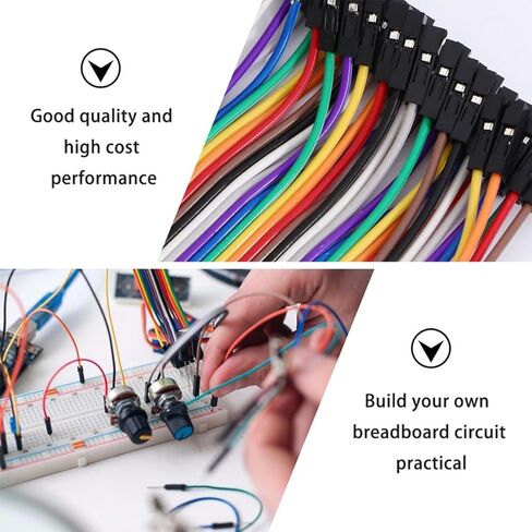 Operitacx 40p Female to Female Ribbon Wire 20cm Jumper Cable Set 10pcs for Breadboard Prototyping and Solderless Circuit Testing in Kuwait