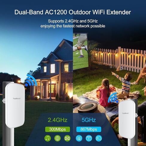 Outdoor WiFi Extender，WiFi Booster | AI Watchdog | Repeater&AP Mode｜IP65 Weatherproof | Up to 1200Mbps Dual Band WiFi Repeater in Kuwait