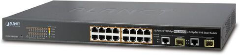 PLANET Ethernet Switch FGSW-1816HPS 16-Port 10/100TX 802.3at PoE + 2-Port Gigabit TP/SFP Combo Web Smart in Kuwait