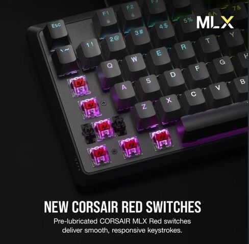 لوحة مفاتيح الألعاب السلكية الميكانيكية Corsair K70 CORE RGB - مفاتيح خطية حمراء MLX مشحمة مسبقًا، SOCD، أغطية مفاتيح ABS مزدوجة اللقطة، قرص التحكم في الوسائط، اقتراع 1000 هرتز، QWERTY NA - رمادي فولاذي (متجدد) in Kuwait