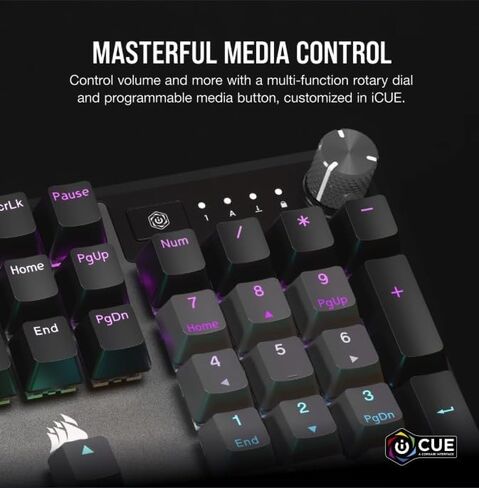 لوحة مفاتيح الألعاب السلكية الميكانيكية Corsair K70 CORE RGB - مفاتيح خطية حمراء MLX مشحمة مسبقًا، SOCD، أغطية مفاتيح ABS مزدوجة اللقطة، قرص التحكم في الوسائط، اقتراع 1000 هرتز، QWERTY NA - رمادي فولاذي (متجدد) in Kuwait