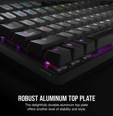 لوحة مفاتيح الألعاب السلكية الميكانيكية Corsair K70 CORE RGB - مفاتيح خطية حمراء MLX مشحمة مسبقًا، SOCD، أغطية مفاتيح ABS مزدوجة اللقطة، قرص التحكم في الوسائط، اقتراع 1000 هرتز، QWERTY NA - رمادي فولاذي (متجدد) in Kuwait