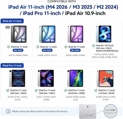 حافظة لوحة مفاتيح لجهاز iPad Air 11 بوصة (M4 2026/M3 2025/M2 2024)، iPad Pro 11 بوصة الجيل الأول/الثاني/الثالث/الجيل الرابع، iPad Air 10.9 بوصة الجيل الرابع/الخامس، لوحة مفاتيح مغناطيسية على الطراز السحري مع لوحة تتبع وقلم لمس in Kuwait