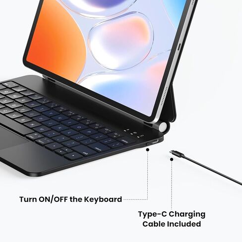 حافظة لوحة مفاتيح لجهاز iPad Air 11 بوصة (M4 2026/M3 2025/M2 2024)، iPad Pro 11 بوصة الجيل الأول/الثاني/الثالث/الجيل الرابع، iPad Air 10.9 بوصة الجيل الرابع/الخامس، لوحة مفاتيح مغناطيسية على الطراز السحري مع لوحة تتبع وقلم لمس in Kuwait