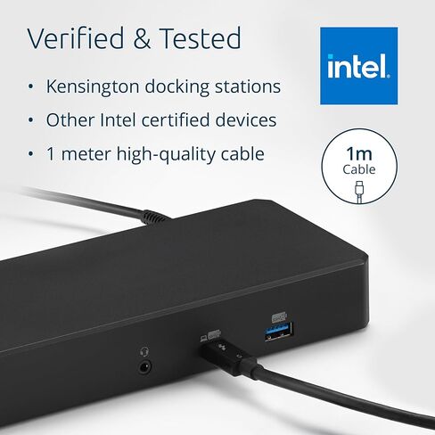 كابل Kensington Thunderbolt™ 5 مع ما يصل إلى 240 واط من توصيل الطاقة (1 متر)، الجودة، تم اختباره بدقة، يعمل بسلاسة مع محطات إرساء Kensington® والأجهزة المعتمدة من Intel® in Kuwait