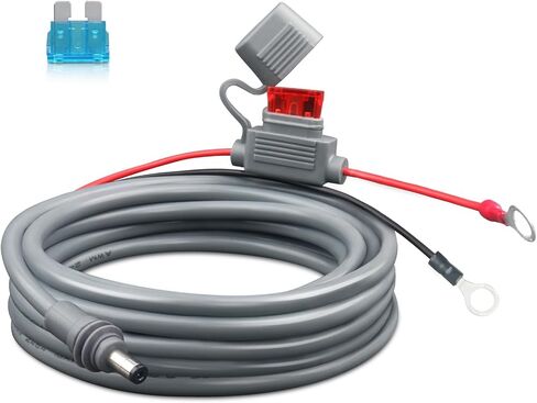 كابل طاقة Starlink Mini Direct للبطارية 16AWG O-Ring Terminal إلى DC موصلات تمديد كابل شحن لـ Starlink Mini، مع مصهر 10A/15A وصندوق مصهر للمركبات البحرية للقوارب RV بطول 10 أقدام in Kuwait