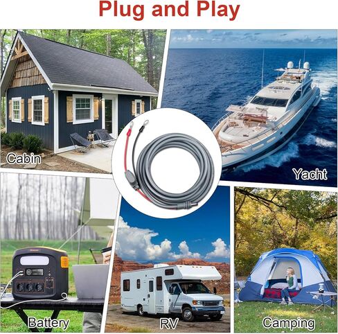 كابل طاقة Starlink Mini Direct للبطارية 16AWG O-Ring Terminal إلى DC موصلات تمديد كابل شحن لـ Starlink Mini، مع مصهر 10A/15A وصندوق مصهر للمركبات البحرية للقوارب RV بطول 10 أقدام in Kuwait