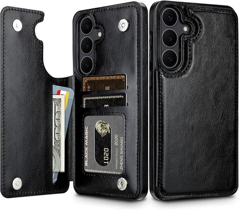 حافظة HianDier لهاتف Samsung Galaxy S26 Ultra مع حامل بطاقات للنساء والرجال من جلد البولي يوريثان بمسند S26 Ultra حافظة حماية مغناطيسية مضادة للصدمات لهاتف Galaxy S26 Ultra - أسود in Kuwait