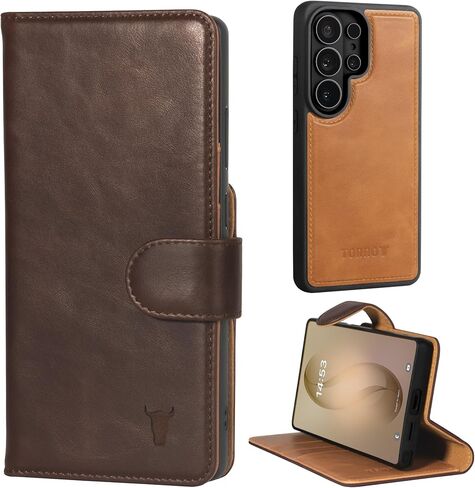 TORRO Leather Case Compatible with Samsung Galaxy S26 Ultra 5G 2026 – Leather Bumper Case with Magnetically Detachable Wallet Cover with Kickstand and Card Slots (Black) in Kuwait