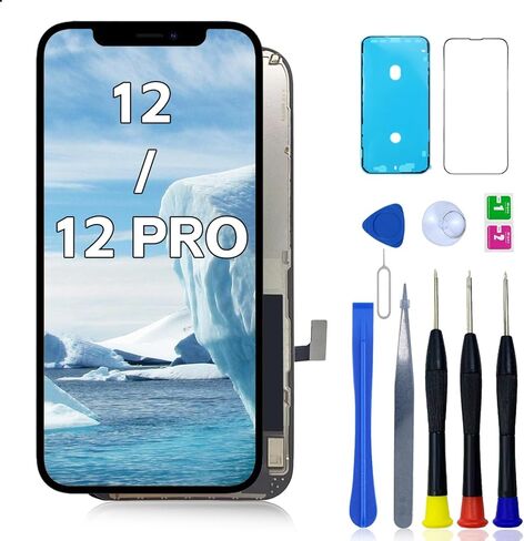 لشاشة iPhone 12/12 Pro البديلة مقاس 6.1 بوصة LCD لـ A2172، A2402، A2404 A2403، A2341، A2406، A2408 شاشة LCD تعمل باللمس ثلاثية الأبعاد مع مجموعة شاشة تعمل باللمس مع أجزاء أدوات الإصلاح in Kuwait