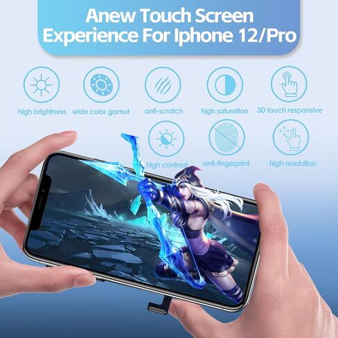 لشاشة iPhone 12/12 Pro البديلة مقاس 6.1 بوصة LCD لـ A2172، A2402، A2404 A2403، A2341، A2406، A2408 شاشة LCD تعمل باللمس ثلاثية الأبعاد مع مجموعة شاشة تعمل باللمس مع أجزاء أدوات الإصلاح in Kuwait