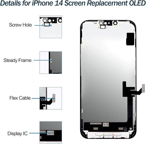 OLED آيفون 14 استبدال الشاشة 6.1 بوصة ثلاثية الأبعاد شاشة LCD تعمل باللمس محول الأرقام الجمعية الكاملة مع أدوات إصلاح A2882 A2649 A2881 A2884 A2883 in Kuwait