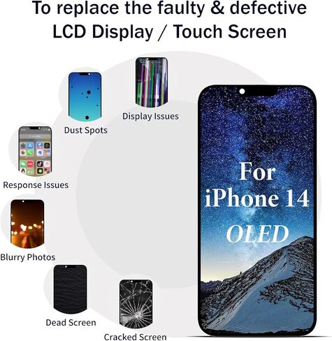 OLED آيفون 14 استبدال الشاشة 6.1 بوصة ثلاثية الأبعاد شاشة LCD تعمل باللمس محول الأرقام الجمعية الكاملة مع أدوات إصلاح A2882 A2649 A2881 A2884 A2883 in Kuwait
