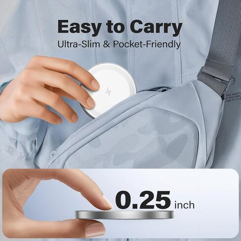 Magnetic Wireless Charger Charging Pad: 15W Qi Fast Portable Slim Charger Puck for iPhone 17e 17 Air 17 Pro Max 16 15 14 13 12 Series S26 & AirPods 4 3 2 Pro - Include USB-C/A Dual Ports (3Pack White) in Kuwait