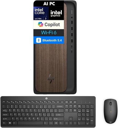 سطح المكتب HP OmniDesk OmniDesk AI للأعمال (Intel Ultra 7-265 20 Cores، 16GB DDR5، 1TB PCIe SSD، Intel Graphics، 280W PSU، WiFi 6، Bluetooth 5.4، RJ-45، 1 Display Port، HDMI، Win 11 Pro) مع Dockztorm Hub in Kuwait