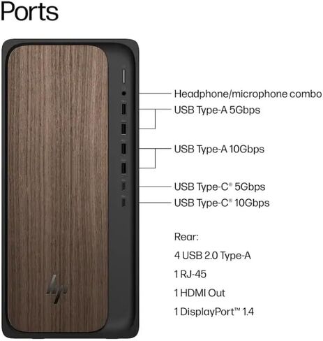 سطح المكتب HP OmniDesk OmniDesk AI للأعمال (Intel Ultra 7-265 20 Cores، 16GB DDR5، 1TB PCIe SSD، Intel Graphics، 280W PSU، WiFi 6، Bluetooth 5.4، RJ-45، 1 Display Port، HDMI، Win 11 Pro) مع Dockztorm Hub in Kuwait