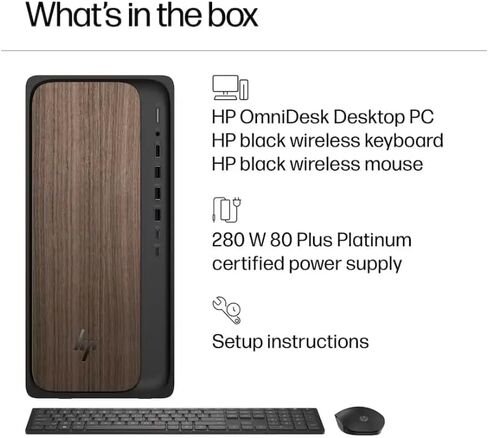 سطح المكتب HP OmniDesk OmniDesk AI للأعمال (Intel Ultra 7-265 20 Cores، 16GB DDR5، 1TB PCIe SSD، Intel Graphics، 280W PSU، WiFi 6، Bluetooth 5.4، RJ-45، 1 Display Port، HDMI، Win 11 Pro) مع Dockztorm Hub in Kuwait