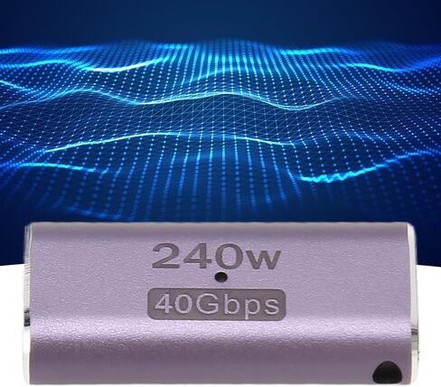 240W 40Gbps USB 4.0 C Female to Female Adapter, Aluminum Alloy USB Type C PD Coupler with LED Indicator, Supports 8K 60Hz Video Output in Kuwait