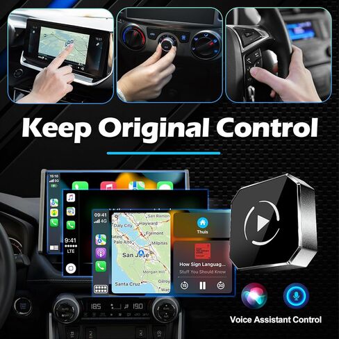 محول CarPlay & Android التلقائي اللاسلكي، دونجل USB 2 في 1 يحول السلكية إلى لاسلكية، توصيل وتشغيل واي فاي وبلوتوث 5 جيجا هرتز، يحافظ على عناصر التحكم في المصنع، محول USB-C، سلكي مطلوب، iOS 10+ Android 11+ in Kuwait