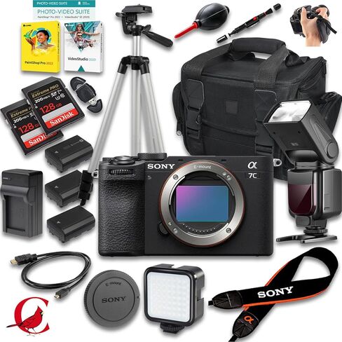 Sony a7C II Mirrorless Camera Body Only + 256 GB Memory Card + 2pc Extra Battery + Camera Case + Tripod + More (21pc Bundle) in Kuwait