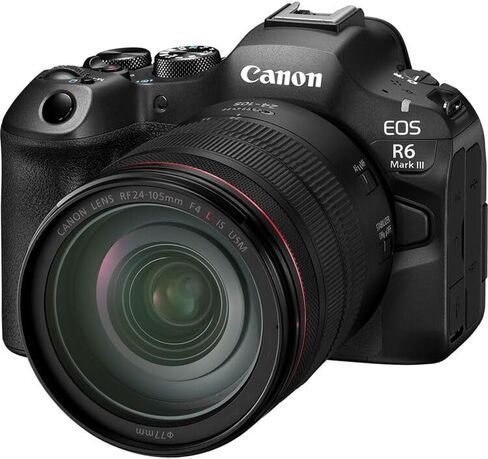 Canon EOS R6 Mark III Mirrorless Camera with 24-105mm f/4L is USM Lens | Full-Frame RF Camera with Advanced AF & 4K Video | for Weddings, Events & Creators + 64GB Card + LP-E6P Battery + 200ES Bag in Kuwait