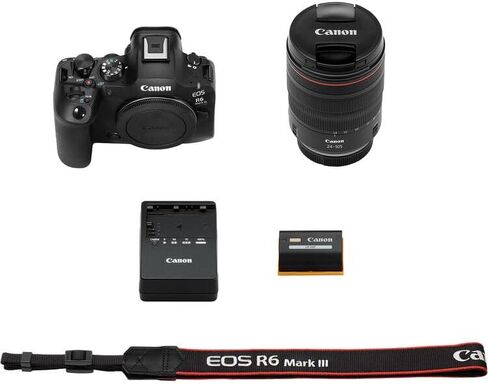 Canon EOS R6 Mark III Mirrorless Camera with 24-105mm f/4L is USM Lens | Full-Frame RF Camera with Advanced AF & 4K Video | for Weddings, Events & Creators + 64GB Card + LP-E6P Battery + 200ES Bag in Kuwait