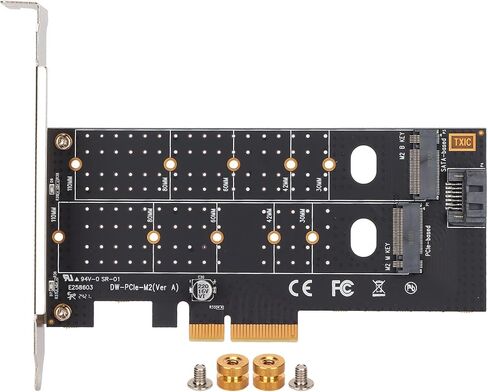محول M.2 إلى PCIe مع فتحات M.2 مزدوجة لمحركات أقراص NVMe وSATA SSD، تصميم PCB مسامي لتبديد الحرارة، متوافق مع فتحات PCIe x4 x8 x16 لتوسيع أجهزة الكمبيوتر المكتبية in Kuwait