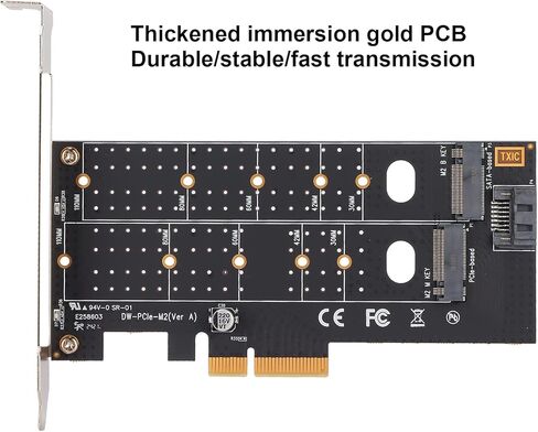 محول M.2 إلى PCIe مع فتحات M.2 مزدوجة لمحركات أقراص NVMe وSATA SSD، تصميم PCB مسامي لتبديد الحرارة، متوافق مع فتحات PCIe x4 x8 x16 لتوسيع أجهزة الكمبيوتر المكتبية in Kuwait
