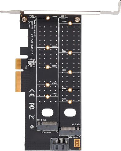محول M.2 إلى PCIe مع فتحات M.2 مزدوجة لمحركات أقراص NVMe وSATA SSD، تصميم PCB مسامي لتبديد الحرارة، متوافق مع فتحات PCIe x4 x8 x16 لتوسيع أجهزة الكمبيوتر المكتبية in Kuwait